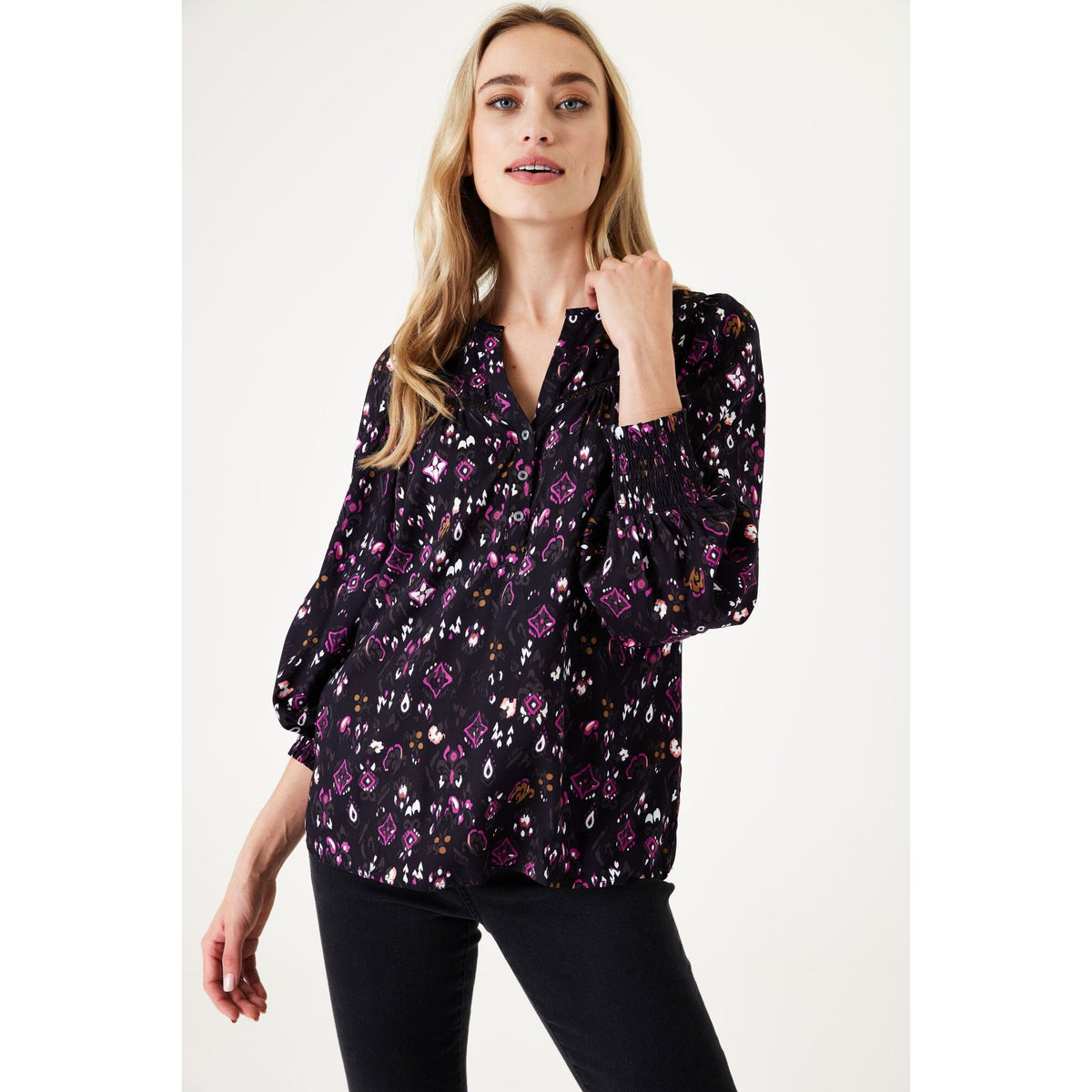 Blossom Pin Tuck Blouse in Sustainable Viscose Purple