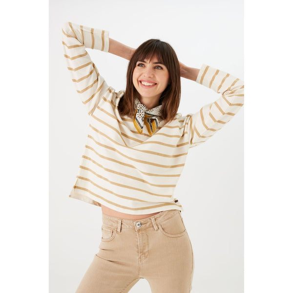 Cream with Gold Stripes Sweater