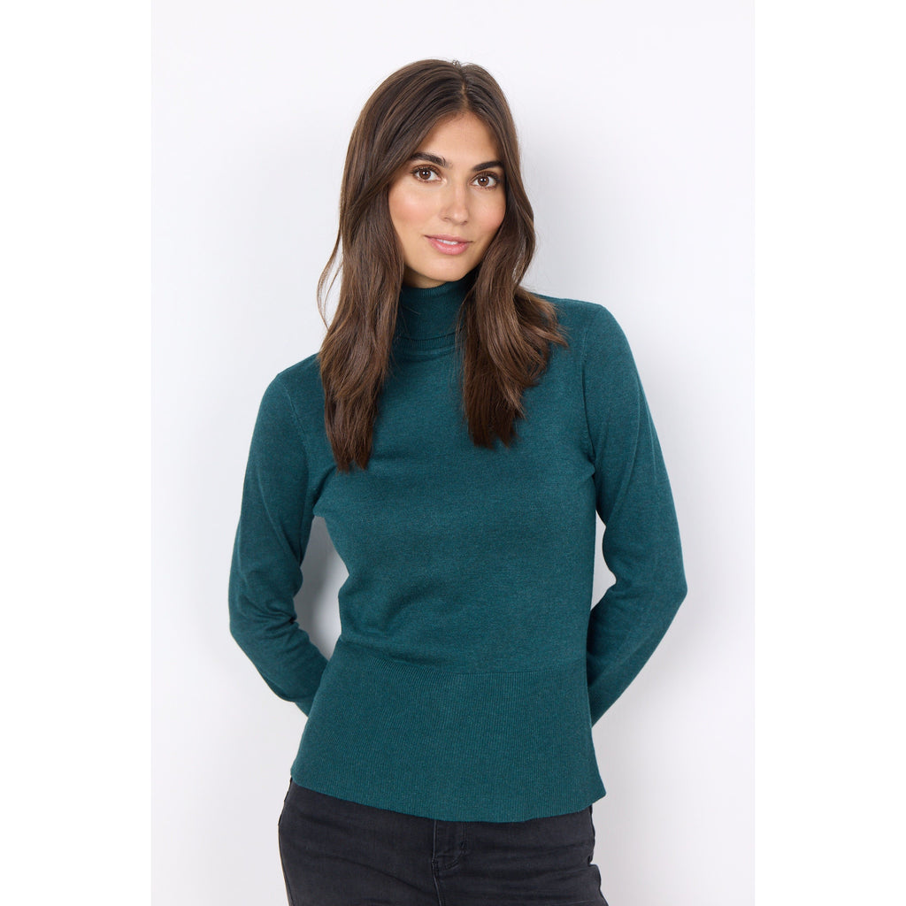 Subtle Sensation Emerald Green Ribbed Turtleneck Sweater Top