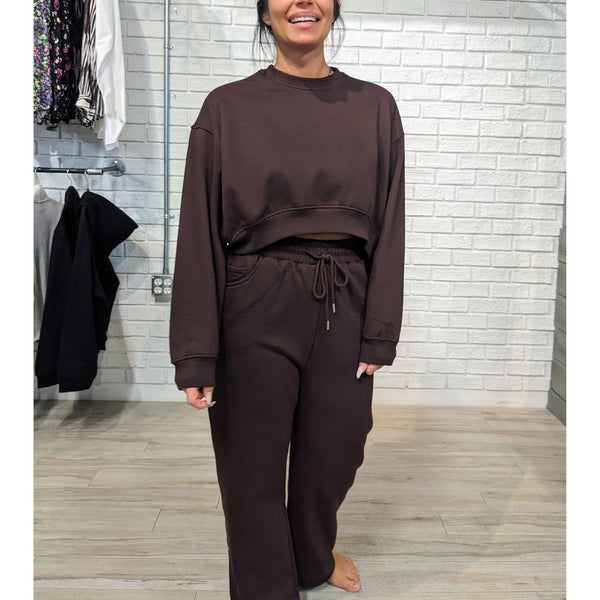 Espresso Wide Leg Sweatpants
