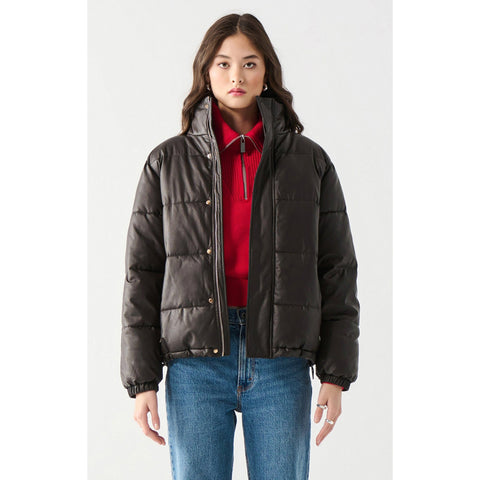 Espresso Pleather Puffer Jacket