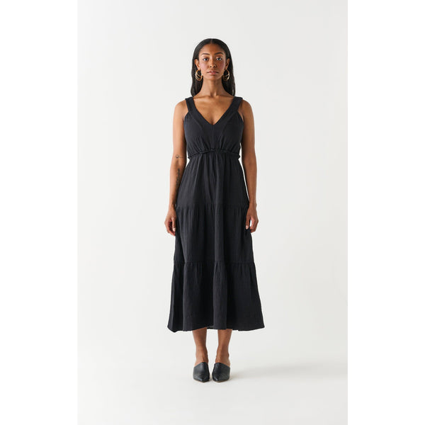 Black Tiered Midi Dress