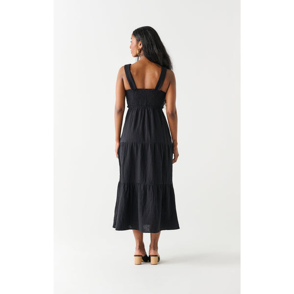 Black Tiered Midi Dress