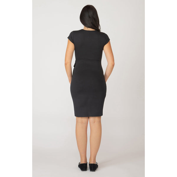 Black Short Faux Wrap Dress