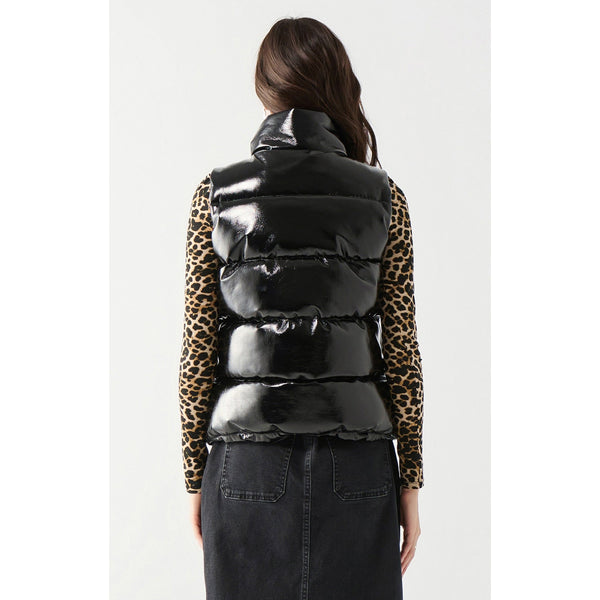 Black Pleather Puffer Vest