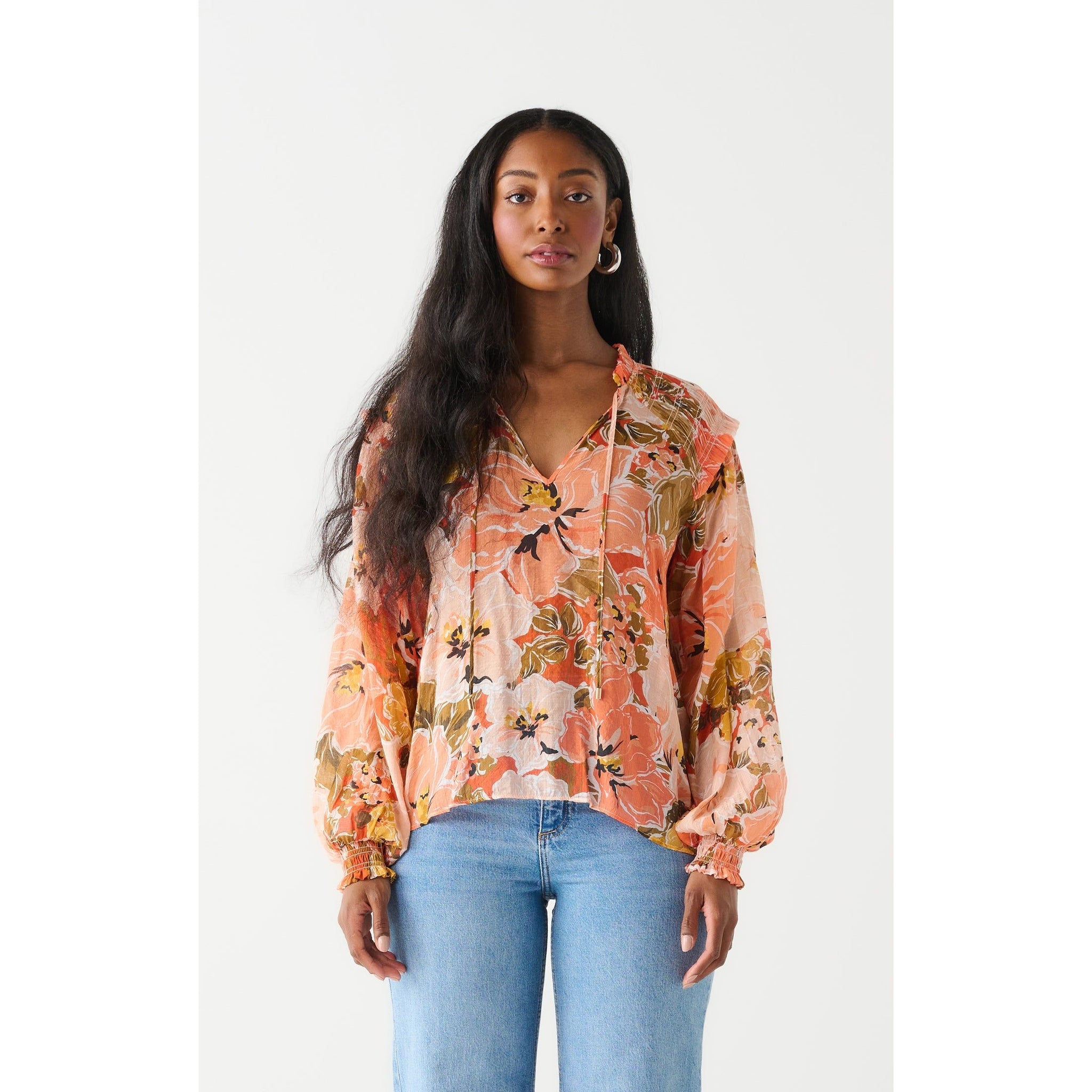 Peach Floral Blouse