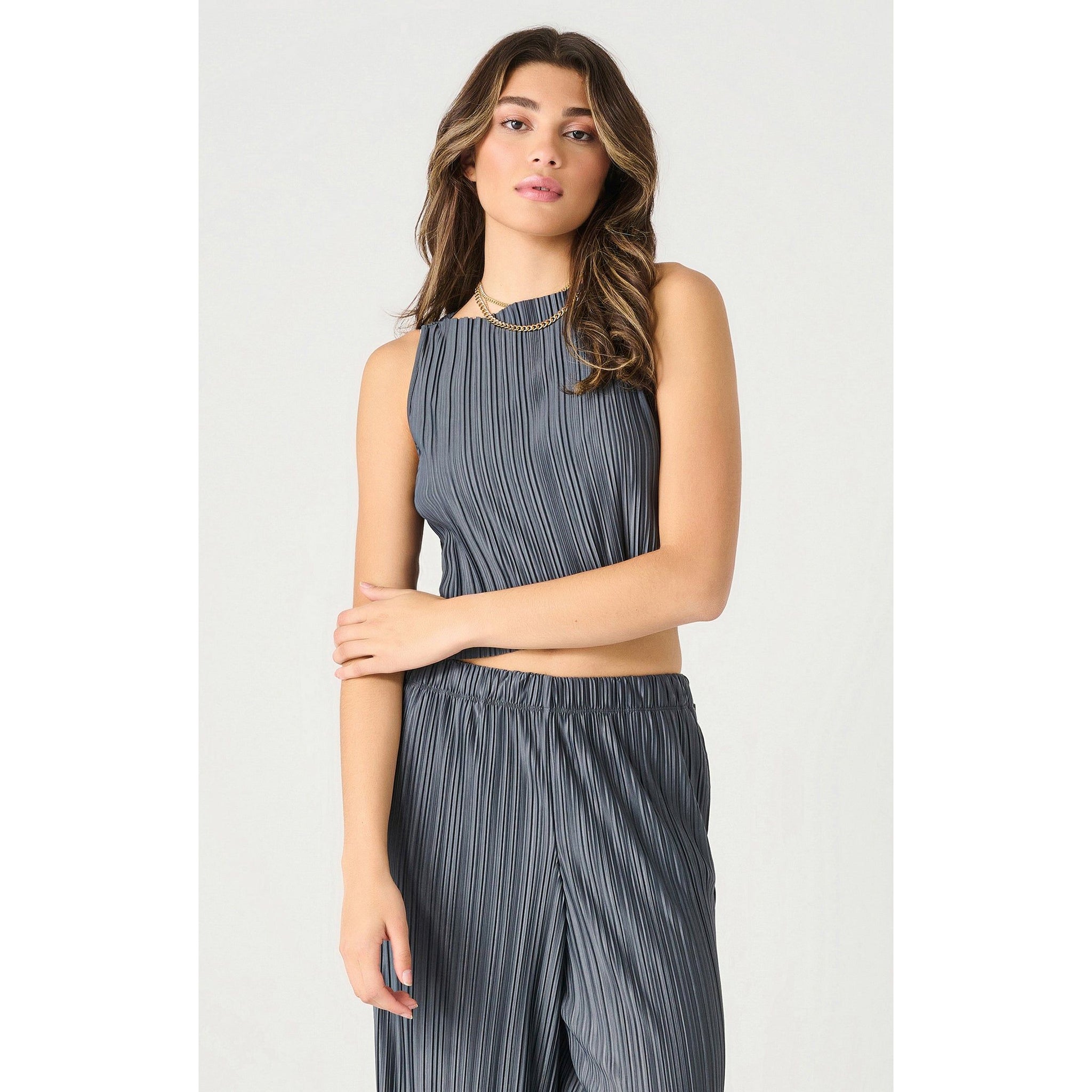 Slate Pleated Top