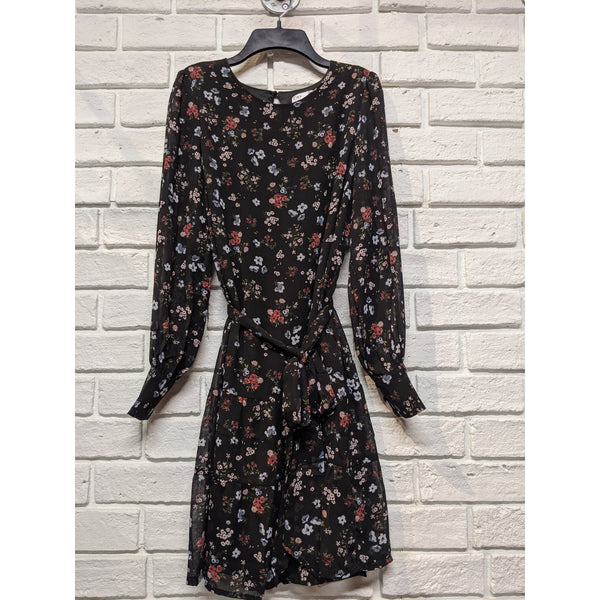 Black Floral Chiffon Dress - Karmas Boutique YEG