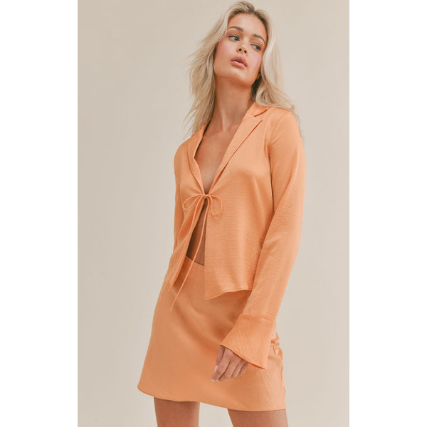 Apricot Tie Front Top