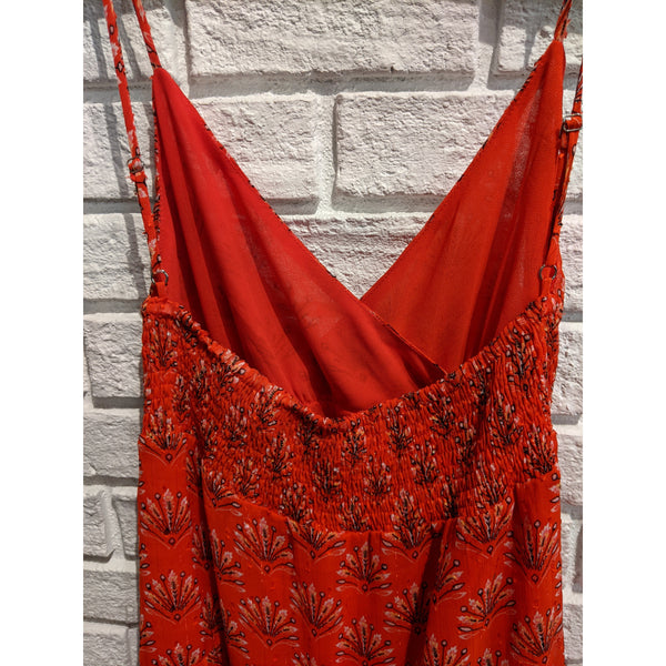 Red Chiffon Tiered Dress